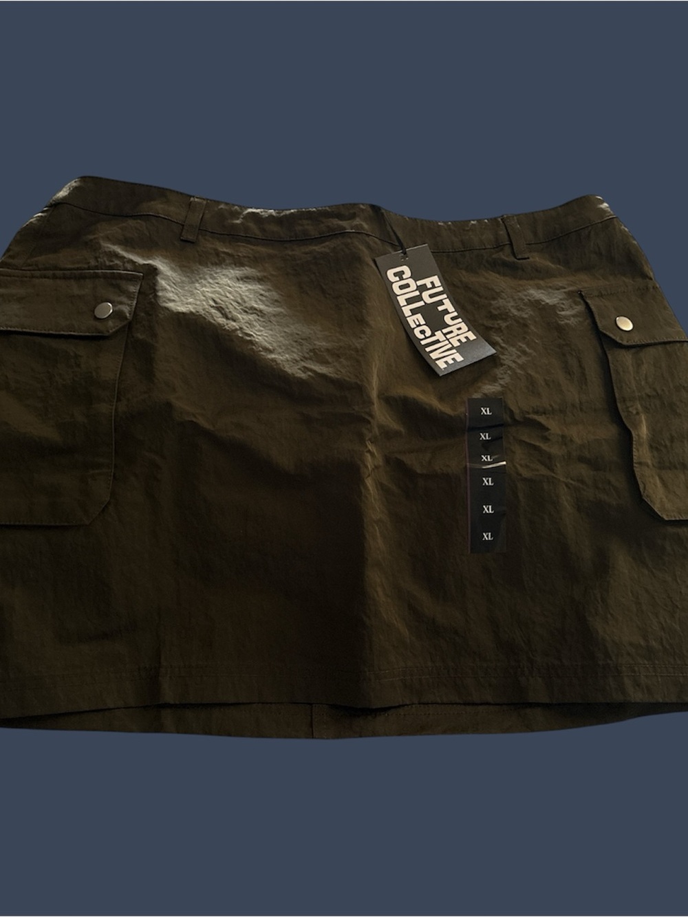 Future Collective dark olive Mini Skirt with Front Pockets